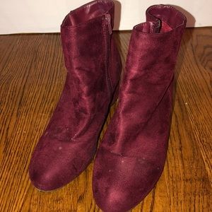Maroon Suede Booties